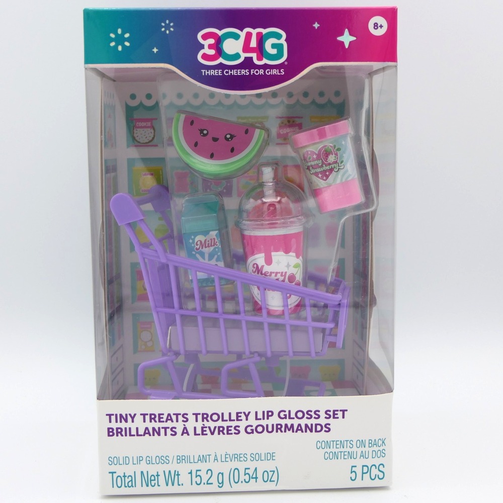 3C4G Tiny Treats Trolley Lip Gloss Set 4 Scented Lip Glosses in a Mini Cart